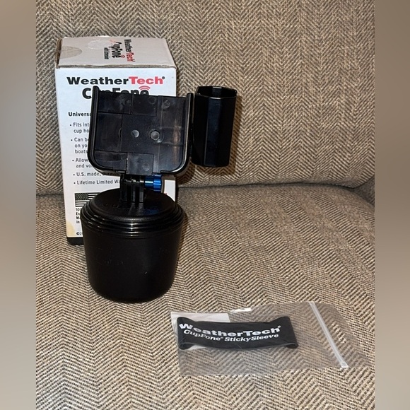 NEW 2PC! WeatherTech Black CupFone Holder / NWT WeatherTech Sticky Sleeve - Picture 1 of 7